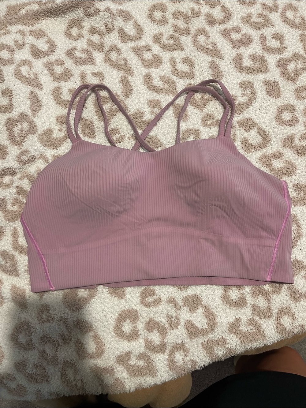 Lululemon Pink Ribbed Sports Bra